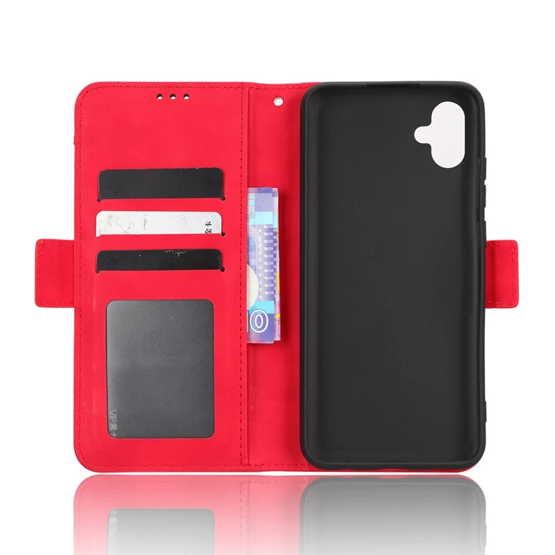 Para Samsung Galaxy A04e 4G / F04 4G / M04 4G Proteção Completa Capa de Telefone de Couro PU Suporte para Cartão Magnético Flip Cover Carteira - Vermelho