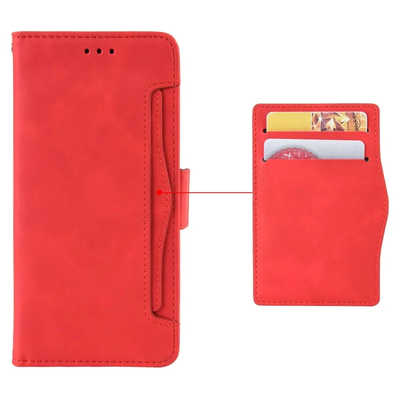 Para Samsung Galaxy A04e 4G / F04 4G / M04 4G Proteção Completa Capa de Telefone de Couro PU Suporte para Cartão Magnético Flip Cover Carteira - Vermelho