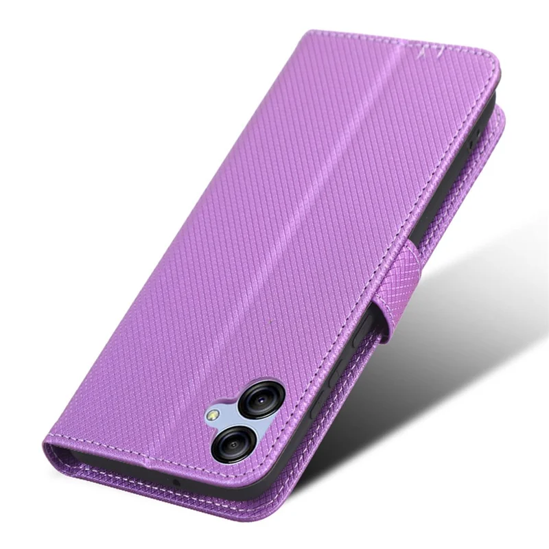 For Samsung Galaxy A04e 4G / F04 4G / M04 4G Magnetic Clasp Protective Phone Cover Diamond Texture PU Leather Foldable Stand Flip Wallet Phone Case - Purple