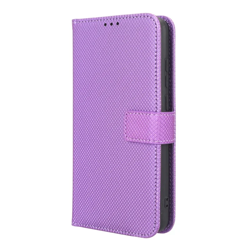 For Samsung Galaxy A04e 4G / F04 4G / M04 4G Magnetic Clasp Protective Phone Cover Diamond Texture PU Leather Foldable Stand Flip Wallet Phone Case - Purple