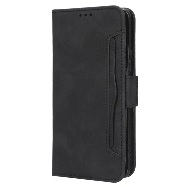 For Realme 10 Pro+ 5G PU Leather Phone Case Multiple Card Slots Magnetic Full Coverage Flip Phone Cover Wallet Stand - Black