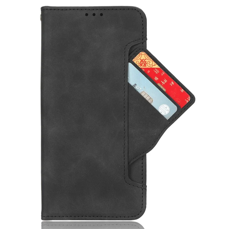 For Realme C30 4G / C30s 4G Fall Protection PU Leather Phone Case Multiple Card Slots Magnetic Flip Phone Cover Wallet Stand - Black