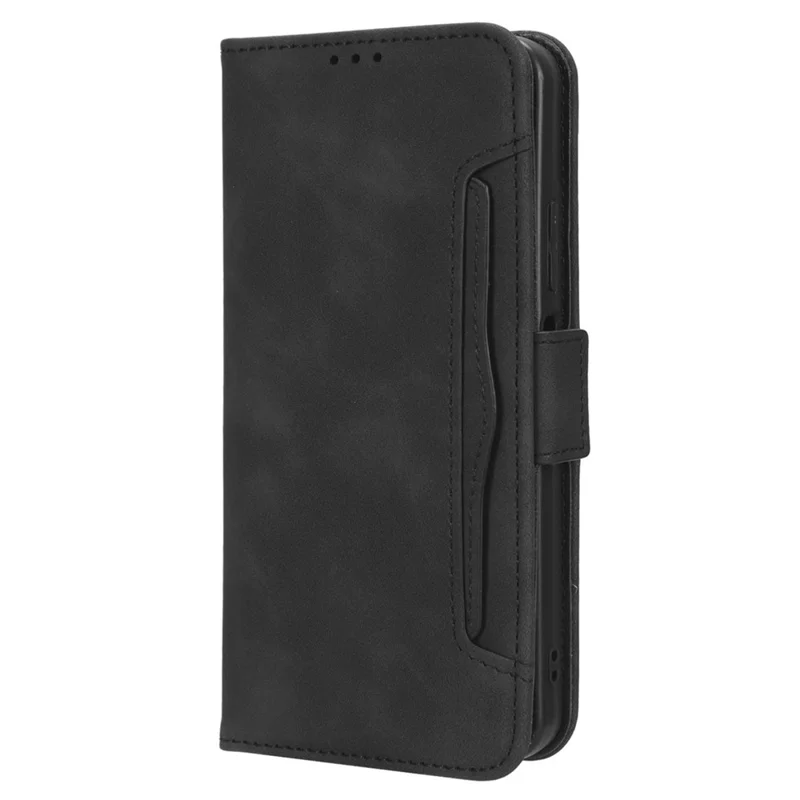 For Realme C30 4G / C30s 4G Fall Protection PU Leather Phone Case Multiple Card Slots Magnetic Flip Phone Cover Wallet Stand - Black