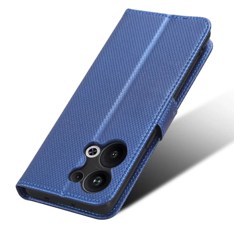 Anti-fall Phone Cover for Oppo Reno9 Pro+ 5G, Magnetic Clasp Diamond Texture PU Leather Anti-scratch Adjustable Stand Wallet Phone Case - Blue