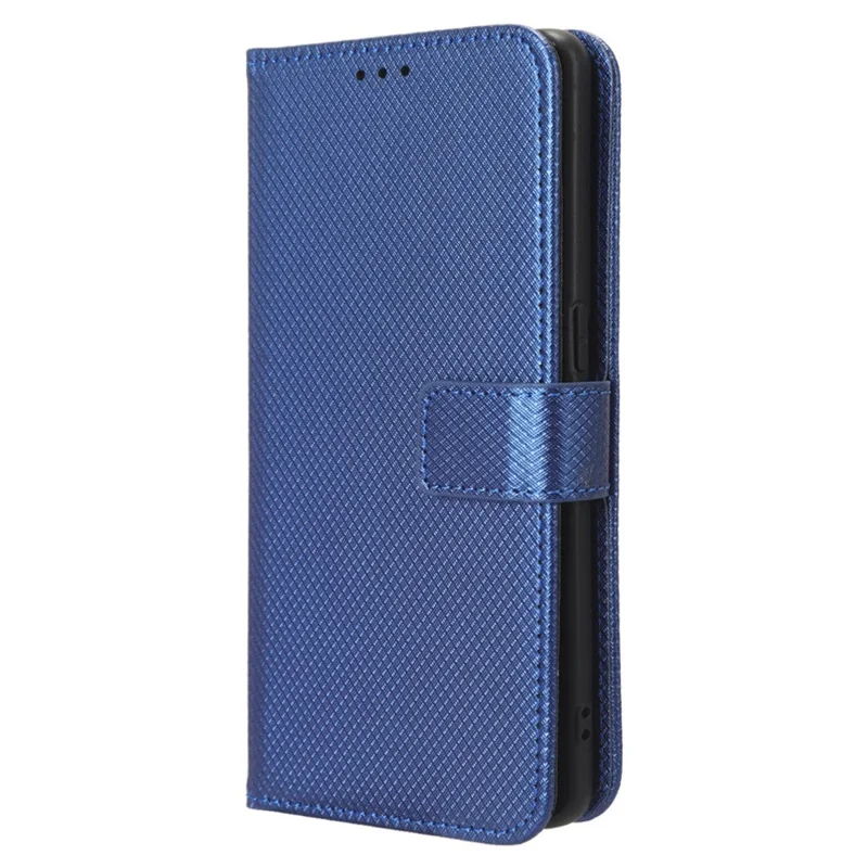 Anti-fall Phone Cover for Oppo Reno9 Pro+ 5G, Magnetic Clasp Diamond Texture PU Leather Anti-scratch Adjustable Stand Wallet Phone Case - Blue