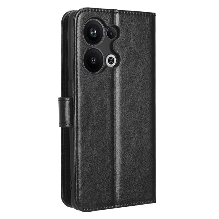 Für Oppo Reno9 Pro+ 5G Crazy Horse Textur Magnetische Handy-Geldbörse mit Klapphülle, Ständer, stoßfest, PU-Leder-Handyhülle mit Gurt - Schwarz