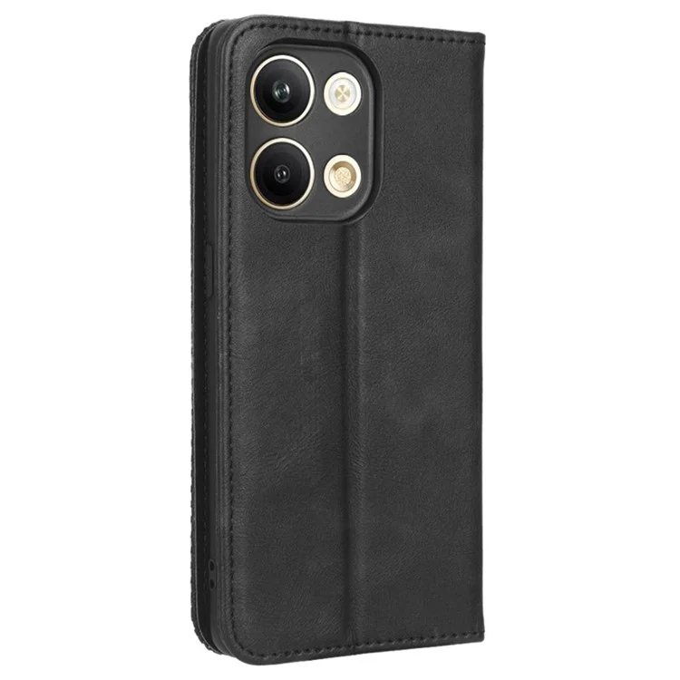 Per Oppo Reno9 5G / Reno9 Pro 5G Custodia Flip per Telefono, Protezione Completa Magnetica con Chiusura Automatica, Retrò Texture Impresso Modello PU Pelle Portafoglio Cover - Nero