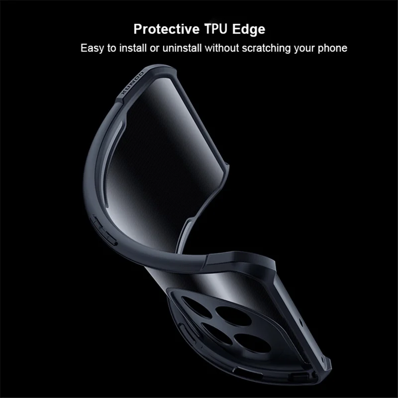 XUNDD For OnePlus 11 5G Acrylic+TPU Shockproof Phone Case Precise Cutouts Camera Protection Back Cover - Transparent / Black