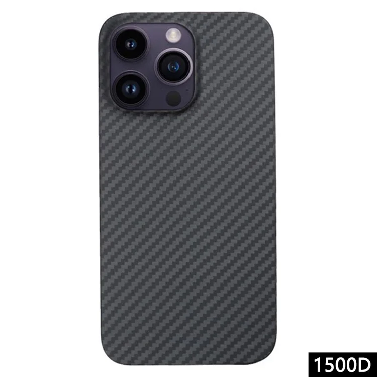 Für iPhone 14 Pro Backcover 1500D grobe Textur Aramid-Faser schützende Hülle - mattschwarz