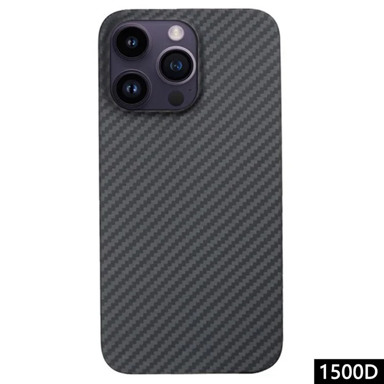 Pour iPhone 14 Pro Max Aramid Fiber Back Case Shockproof 1500D Coarse Texture Cover - Matte Black
