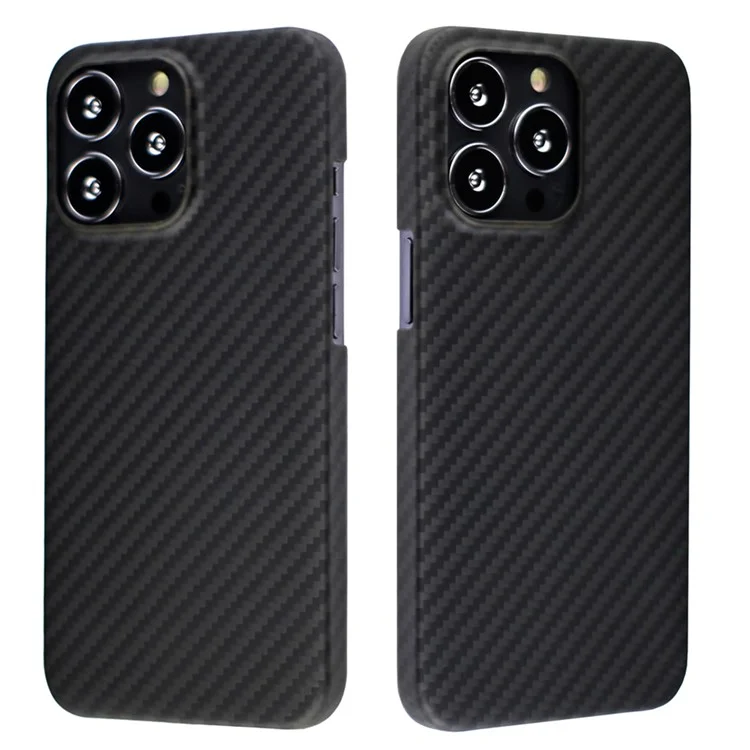 Pour iPhone 14 Pro Max Aramid Fiber Back Case Shockproof 1500D Coarse Texture Cover - Matte Black