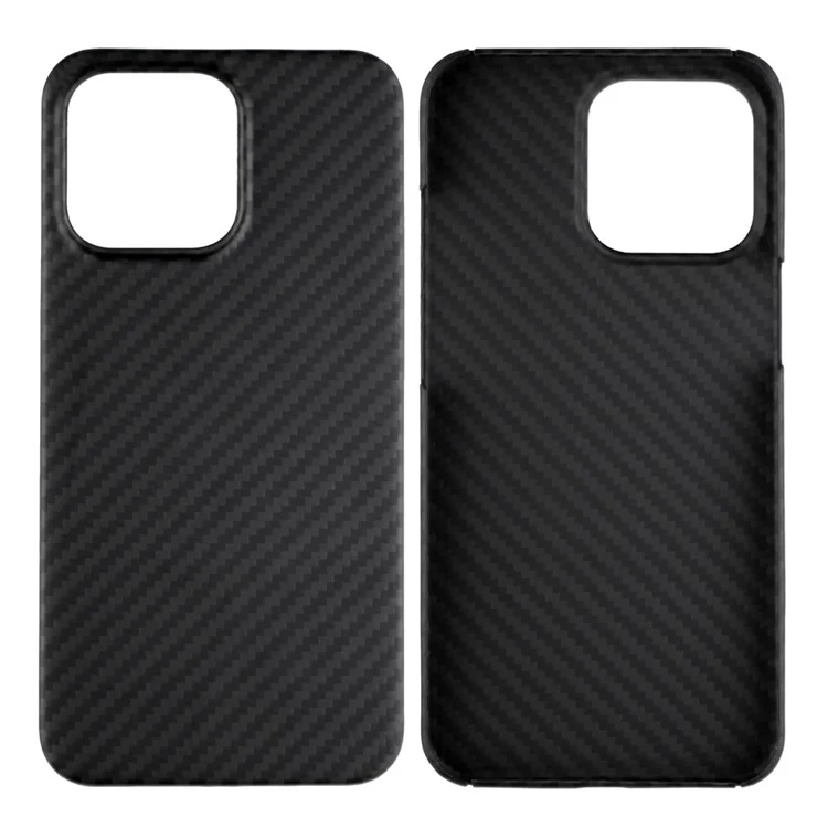 Pour iPhone 14 Pro Max Aramid Fiber Back Case Shockproof 1500D Coarse Texture Cover - Matte Black