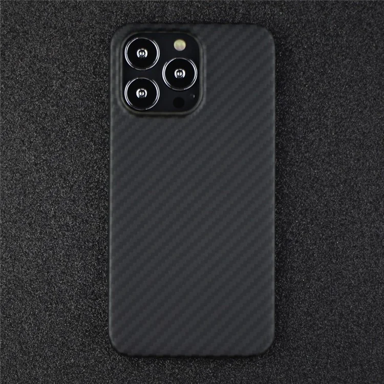 Pour iPhone 14 Pro Max Aramid Fiber Back Case Shockproof 1500D Coarse Texture Cover - Matte Black