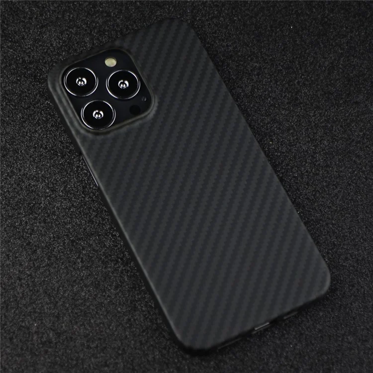 Pour iPhone 14 Pro Max Aramid Fiber Back Case Shockproof 1500D Coarse Texture Cover - Matte Black