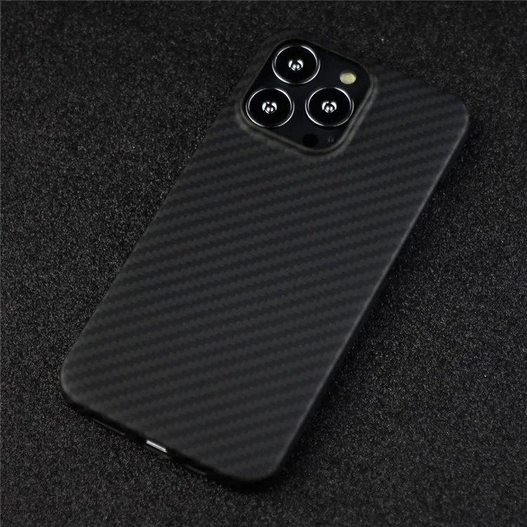 Pour iPhone 14 Pro Max Aramid Fiber Back Case Shockproof 1500D Coarse Texture Cover - Matte Black