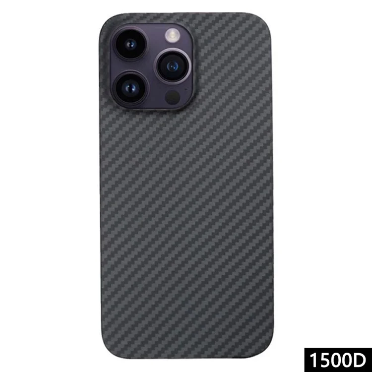 Funda trasera para iPhone 13 Pro Max 1500D Textura Gruesa Fibra de Aramida Cubierta de Teléfono - Negro Mate