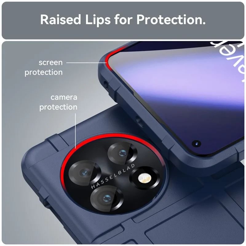 Weiches TPU-Gehäuse für OnePlus 11 5G, robustes Quadratraster-Textur-Drop-proof-Handyhülle - Blau