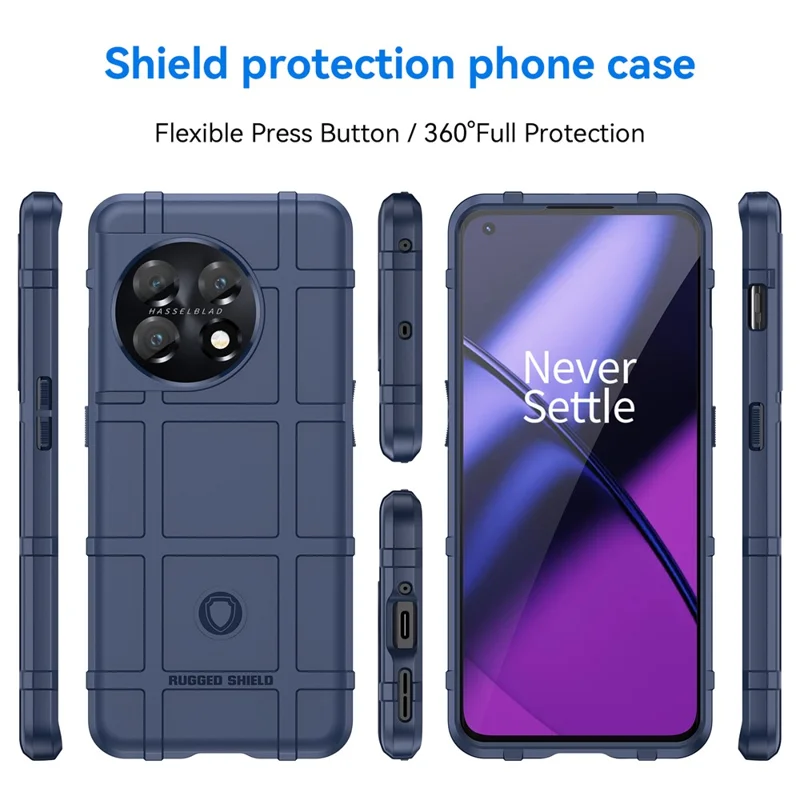 Weiches TPU-Gehäuse für OnePlus 11 5G, robustes Quadratraster-Textur-Drop-proof-Handyhülle - Blau