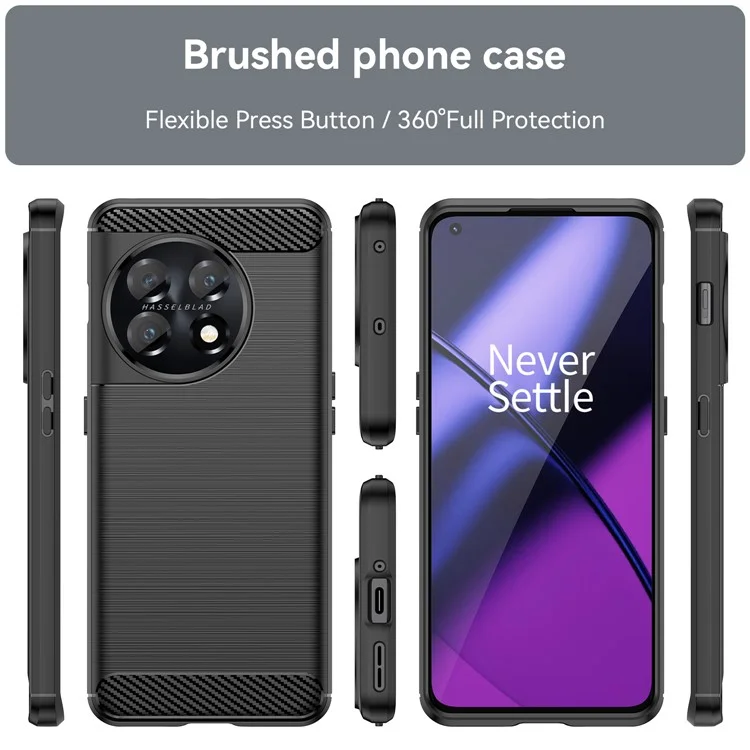 Per OnePlus 11 5G Anti-scratch TPU Cover Brushed Carbon Fiber Texture Phone Case - Nero