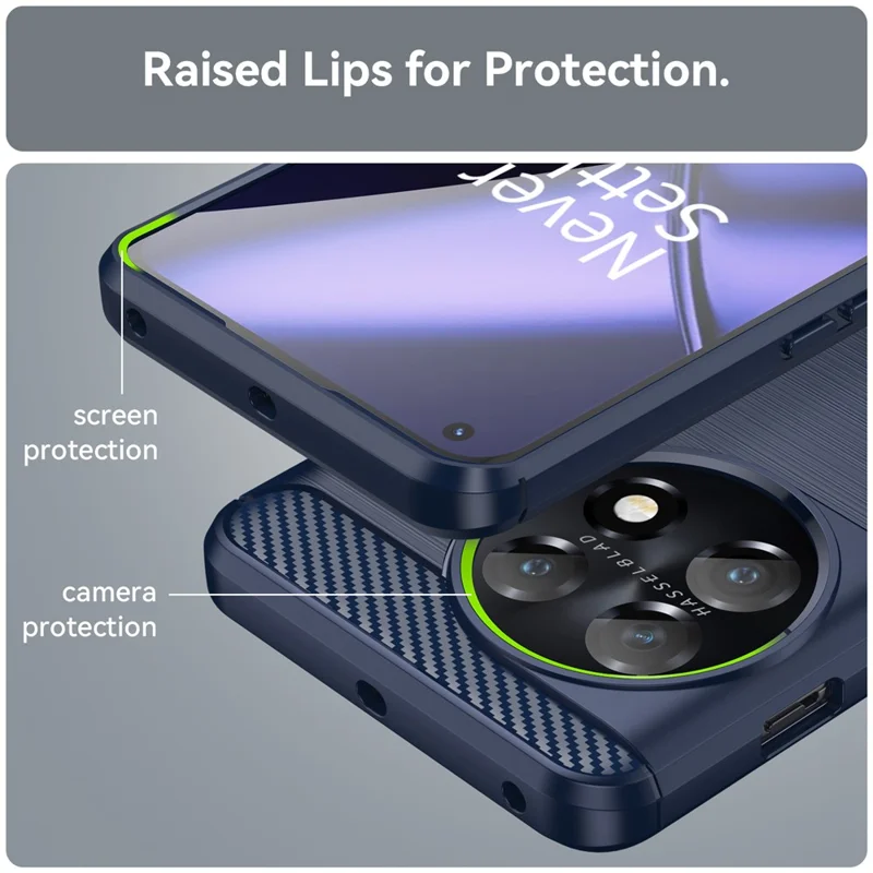 For OnePlus 11 5G Anti-scratch TPU Cover Brushed Carbon Fiber Texture Phone Case - Blue