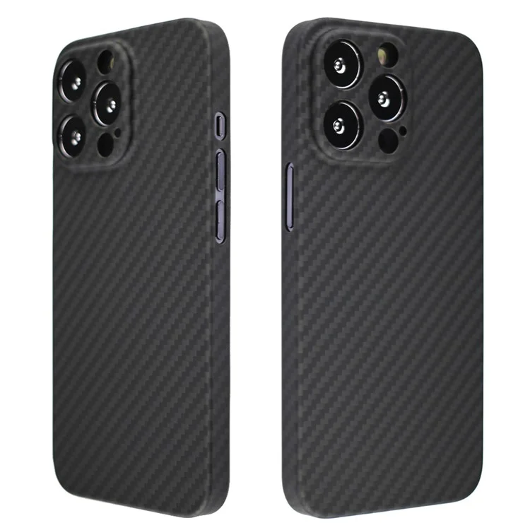 Funda para iPhone 13 Pro Max Recorte preciso Fibra de aramida 1500D Textura gruesa Cubierta protectora - Negro mate