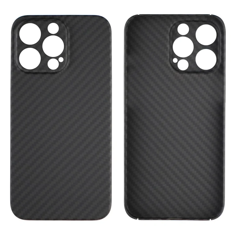 Funda para iPhone 13 Pro Max Recorte preciso Fibra de aramida 1500D Textura gruesa Cubierta protectora - Negro mate