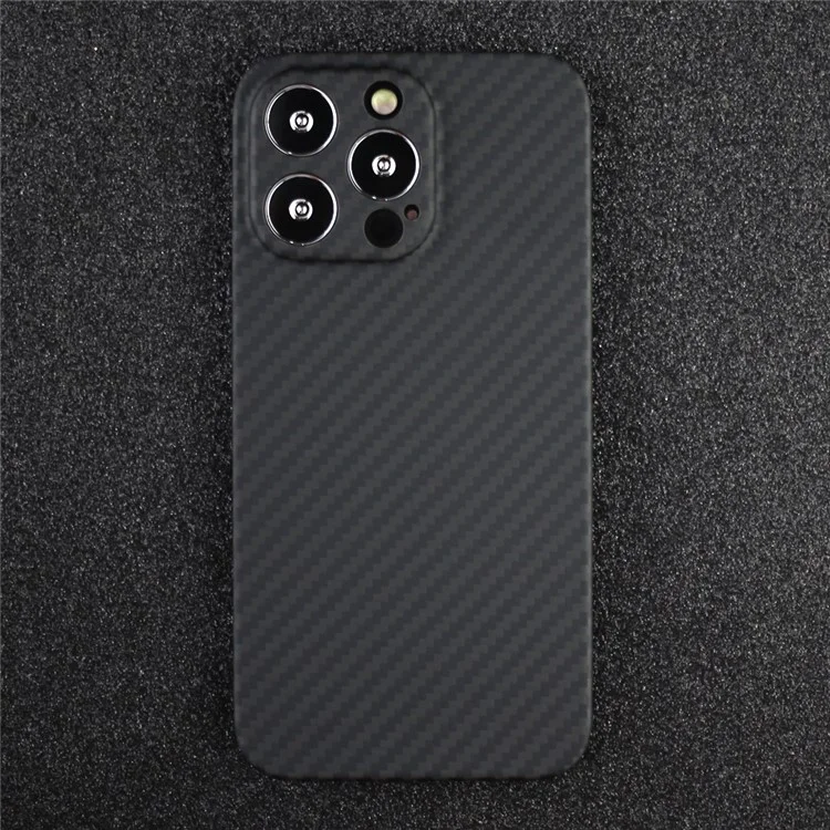 Funda para iPhone 13 Pro Max Recorte preciso Fibra de aramida 1500D Textura gruesa Cubierta protectora - Negro mate