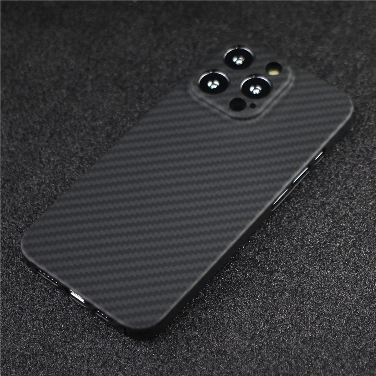 Funda para iPhone 13 Pro Max Recorte preciso Fibra de aramida 1500D Textura gruesa Cubierta protectora - Negro mate
