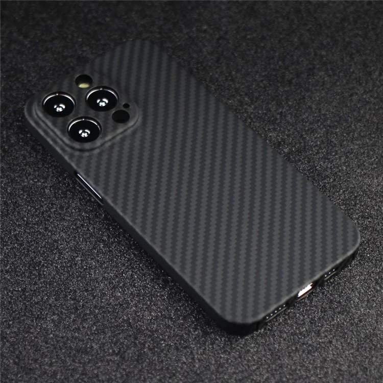 Funda para iPhone 13 Pro Max Recorte preciso Fibra de aramida 1500D Textura gruesa Cubierta protectora - Negro mate