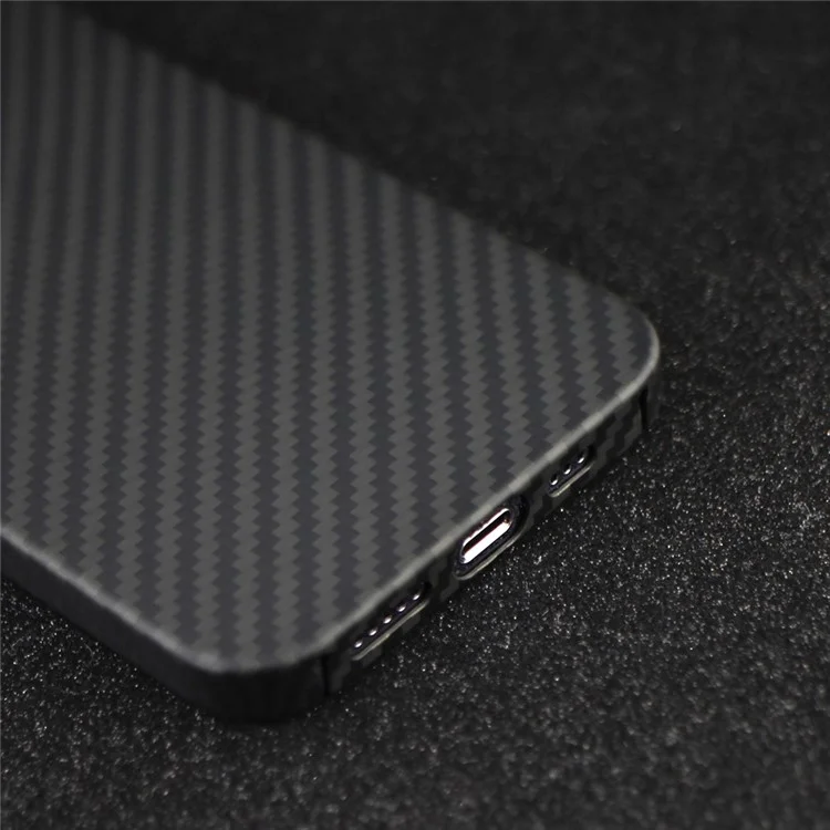Funda para iPhone 13 Pro Max Recorte preciso Fibra de aramida 1500D Textura gruesa Cubierta protectora - Negro mate