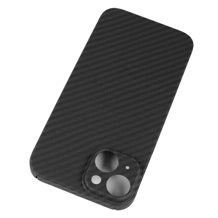 For iPhone 14 Precise Cutout 1500D Coarse Texture Aramid Fiber Back Case Anti-fingerprint Protective Cover - Matte Black