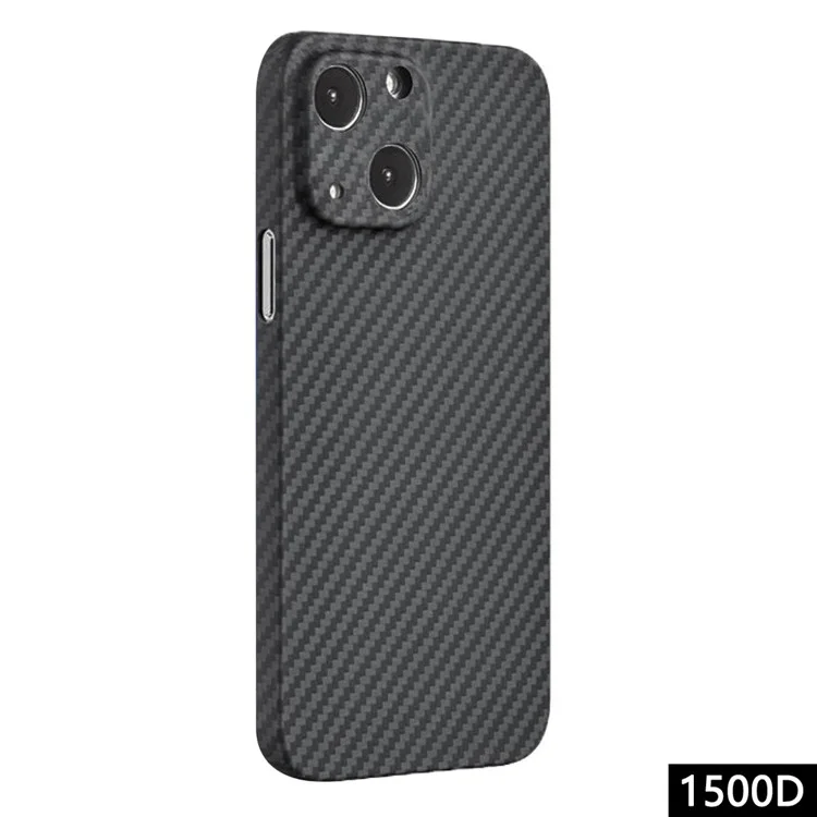 For iPhone 14 Plus Mobile Phone Cover Anti-collision 1500D Coarse Texture Aramid Fiber Back Case - Matte Black
