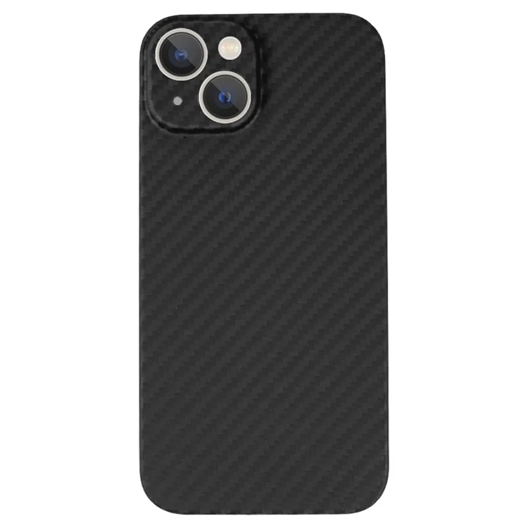 For iPhone 14 Plus Mobile Phone Cover Anti-collision 1500D Coarse Texture Aramid Fiber Back Case - Matte Black