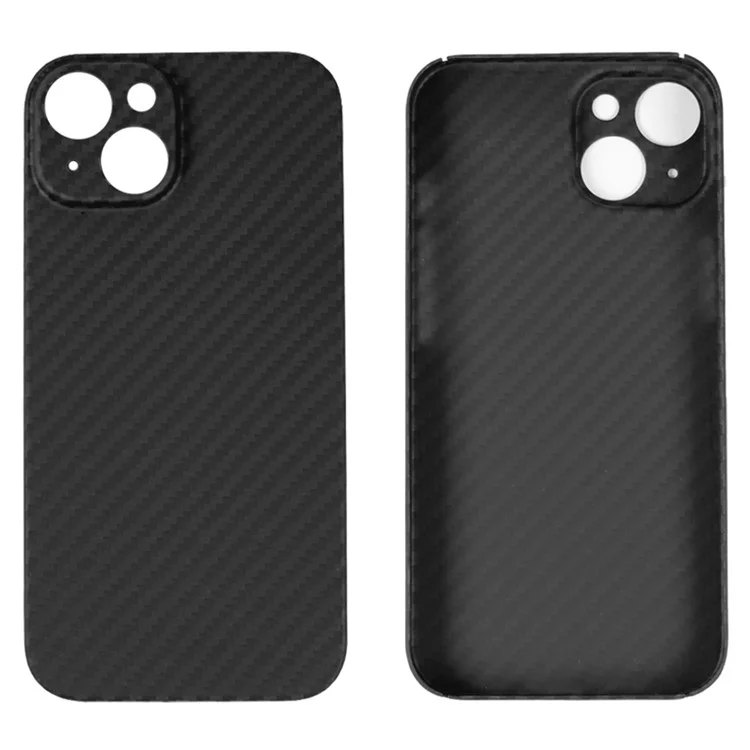 For iPhone 14 Plus Mobile Phone Cover Anti-collision 1500D Coarse Texture Aramid Fiber Back Case - Matte Black