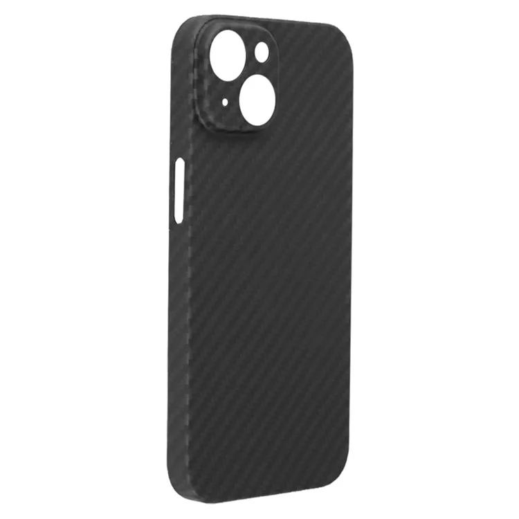 For iPhone 14 Plus Mobile Phone Cover Anti-collision 1500D Coarse Texture Aramid Fiber Back Case - Matte Black