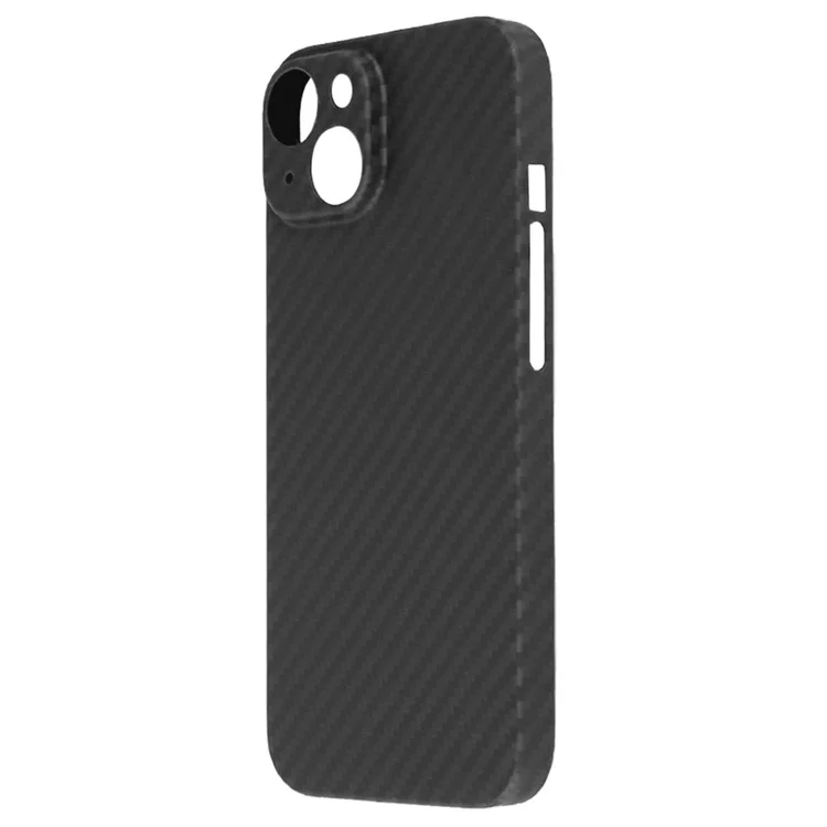 For iPhone 14 Plus Mobile Phone Cover Anti-collision 1500D Coarse Texture Aramid Fiber Back Case - Matte Black