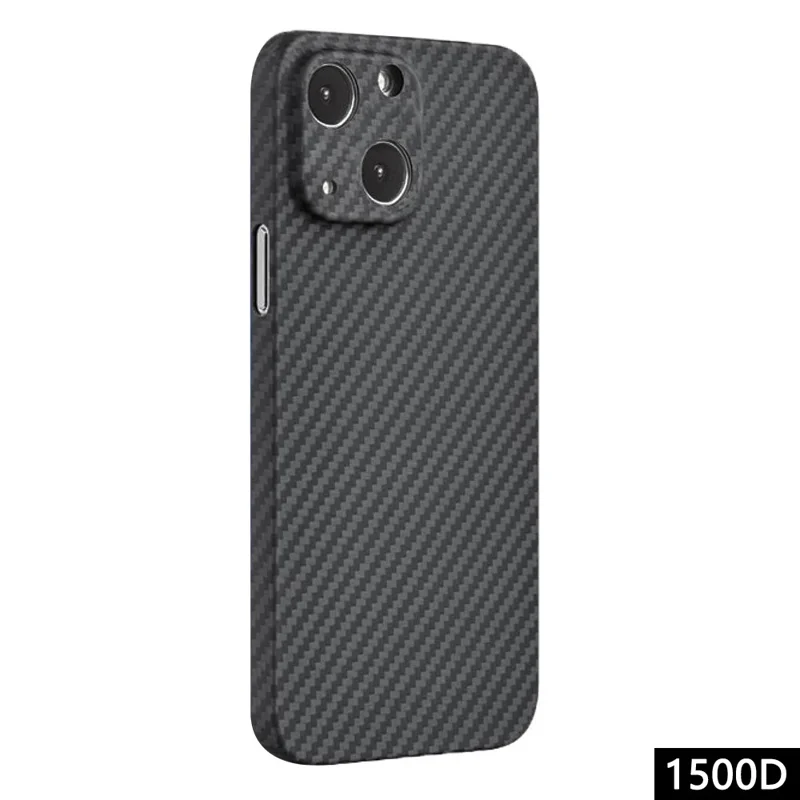 For iPhone 13 6.1 inch Phone Cover Anti-collision 1500D Coarse Texture Aramid Fiber Back Case - Matte Black