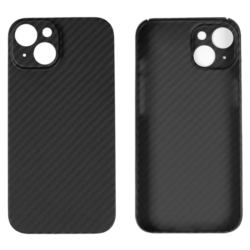 For iPhone 13 6.1 inch Phone Cover Anti-collision 1500D Coarse Texture Aramid Fiber Back Case - Matte Black