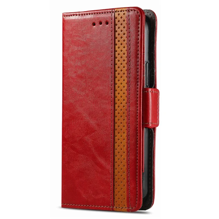 Serie Caseneo 002 Custodia di Blocco RFID Anti-drop RFID Per Motorola Moto X30 Pro 5G / Edge 30 Ultra 5G, Supporto Per lo Stile di Giunzione Business Flip Whately Cover - Rosso