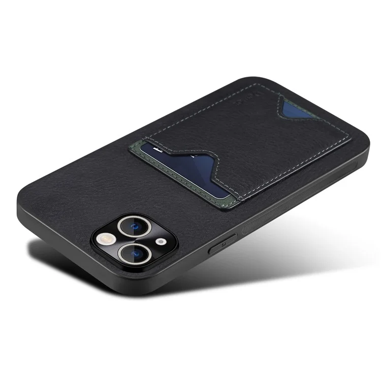 Pour Iphone 13 6,1 Pouces Coube à Cuir en Cuir en Cuir TPU Couvre de Téléphone à la Carte Magnétique en Cuir en Cuir - Noir