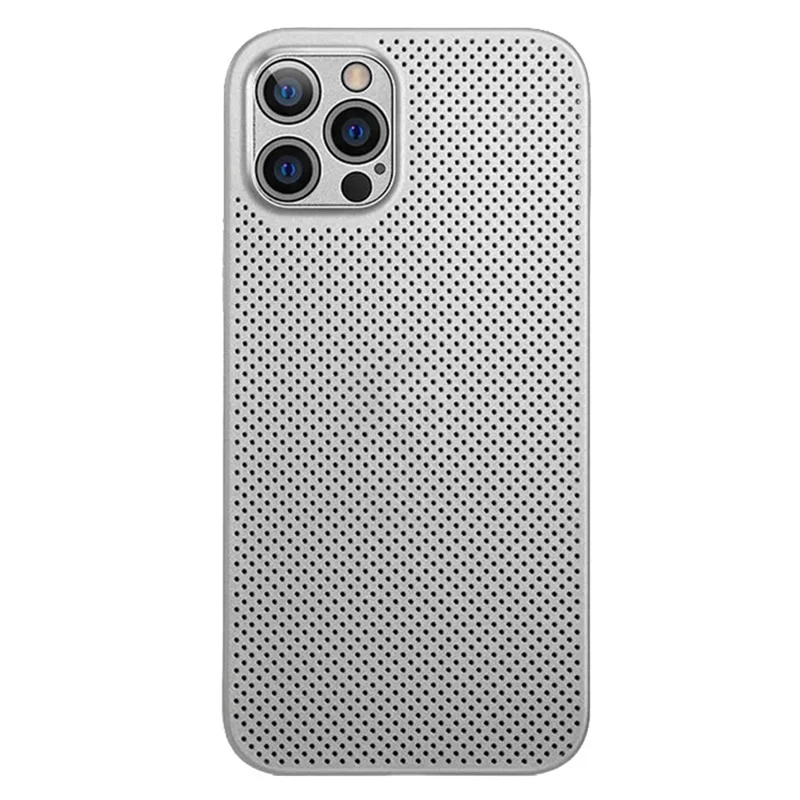 For iPhone 13 Pro 6.1 inch Shockproof Breathable Hollow Hole Heat Dissipation Mesh Back Cover Ultra Thin PP Phone Case - White