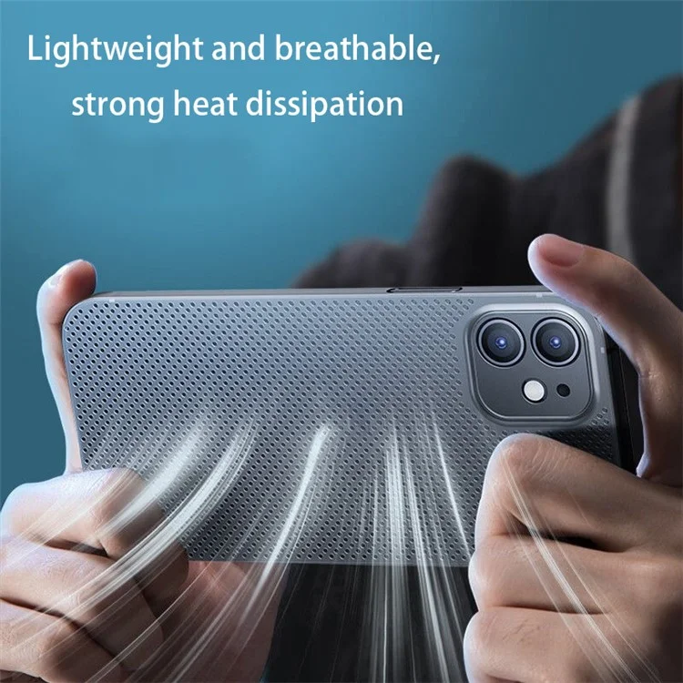 PP Phone Case for iPhone 12 6.1 inch, Ultra Thin Breathable Hollow Hole Heat Dissipation Mesh Back Cover - White