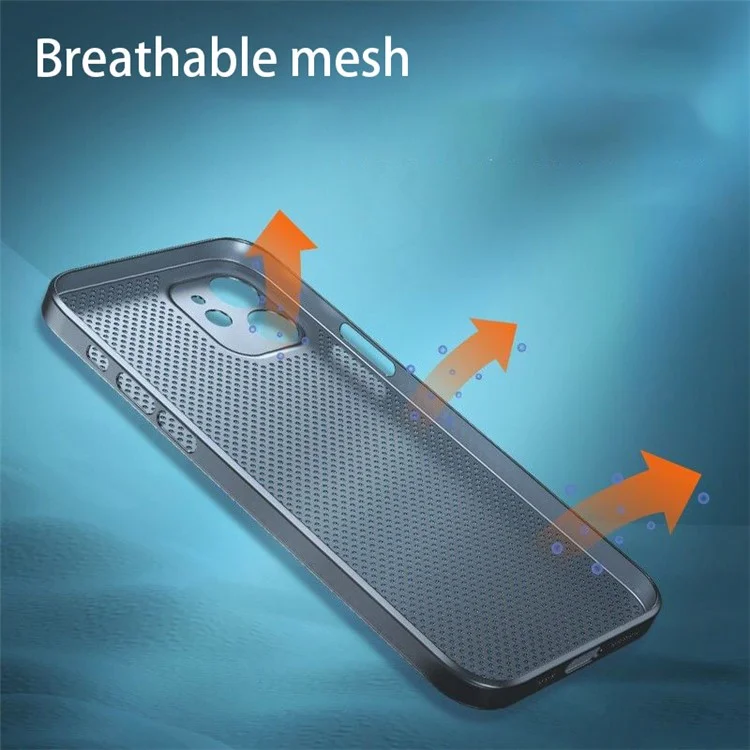 PP Phone Case per iPhone 14, Ultra Sottile Dissipazione del Calore Traspirante Copertura Posteriore con Fori a Rete - Nero