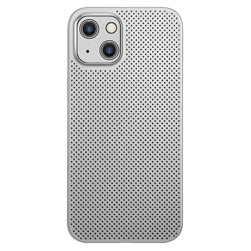 PP Phone Case for iPhone 14, Ultra Thin Heat Dissipation Breathable Hollow Hole Mesh Back Cover - White