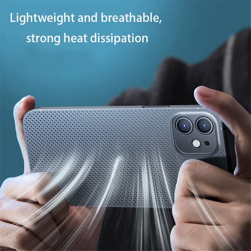 PP Phone Case for iPhone 14, Ultra Thin Heat Dissipation Breathable Hollow Hole Mesh Back Cover - White