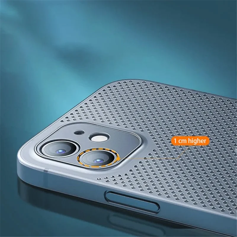 PP Phone Case for iPhone 14, Ultra Thin Heat Dissipation Breathable Hollow Hole Mesh Back Cover - White