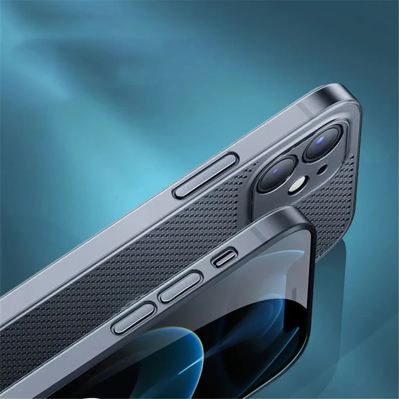 PP Phone Case for iPhone 14, Ultra Thin Heat Dissipation Breathable Hollow Hole Mesh Back Cover - White