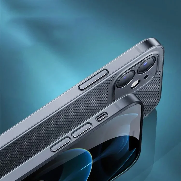 Bump Proof PP Phone Case per iPhone 14 Plus, Ultra Sottile Dissipazione del Calore Respirabile Copertura Posteriore a Rete a Fori - Nero