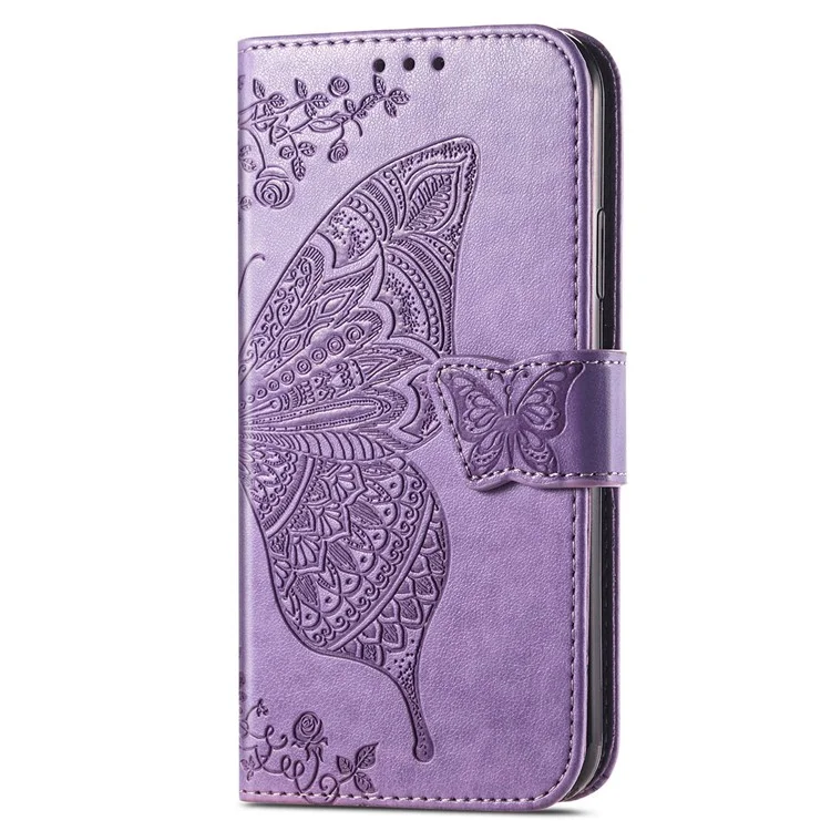 Para Motorola Edge 30 Neo 5G / Edge 30 Lite 5G Soporte Flip Wallet Magnetic Phone Cover Imprinted Butterfly Pattern PU Leather Phone Case - Light Purple
