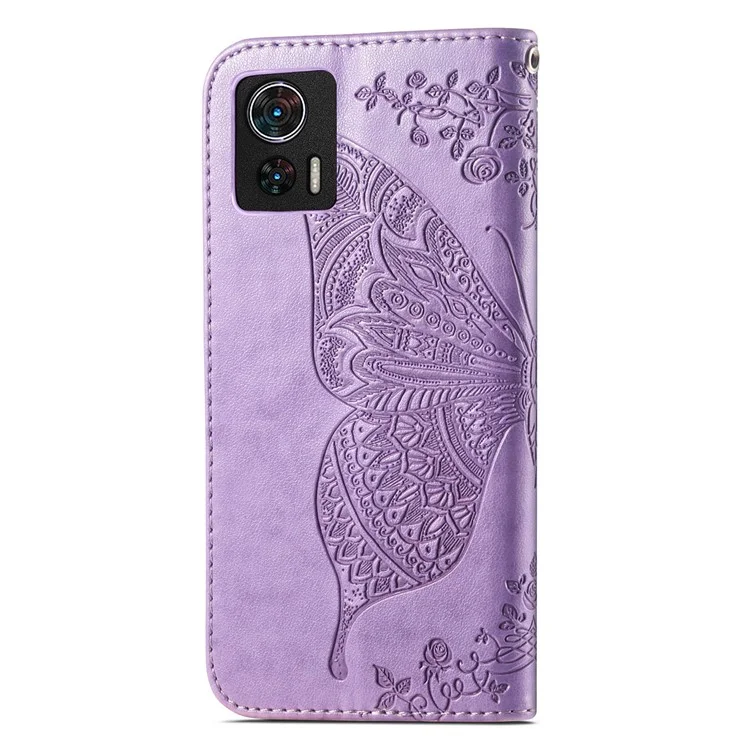 Para Motorola Edge 30 Neo 5G / Edge 30 Lite 5G Soporte Flip Wallet Magnetic Phone Cover Imprinted Butterfly Pattern PU Leather Phone Case - Light Purple